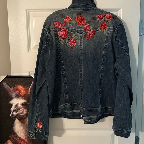 NWT INC (International Concept) Denim Floral Embroidered Jacket - Picture 10 of 10